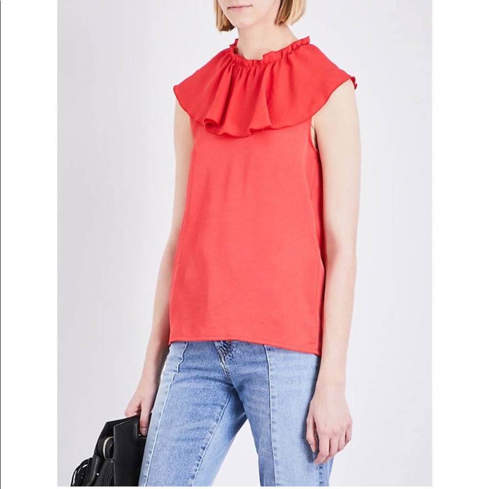 Maje Lierro Ruffle overlay top neck tie